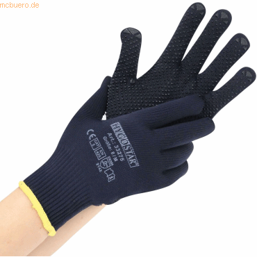 10 x HygoStar Nylon-Baumwoll-Feinstrick-Handschuh Pearl M/8 blau VE=12