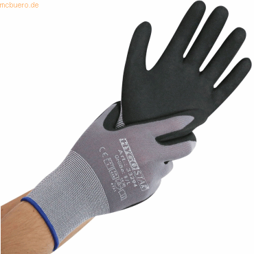 4015544332933 - 10 x Nylon-Feinstrick-Handschuh Ergo Flex XL 10 grau-schwarz