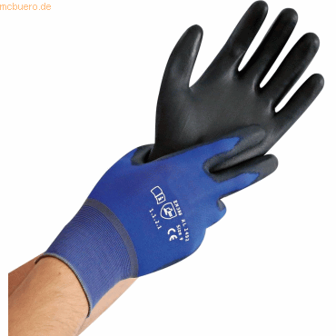 4015544714364 - 12 x Nylon-Feinstrick-Handschuh Ultra Light XL 10 blau-schwar