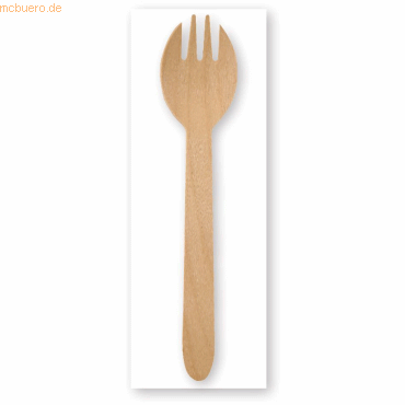 4015544920895 - 500 x Bestecksets Bio Spork Holz gewachst Göffel + Serviett