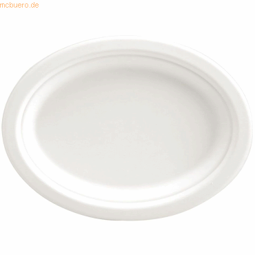 4015544410327 - NATURESTAR Bio Teller oval 100% kompostierbares Bio-Geschirr aus Zuckerrohrfasern 1 Packung = 125 Stück 258 x 32 cm weiß