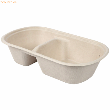 4015544719659 - NATURESTAR Essen to go Schale 2-geteilt 800 ml Einwegschale aus Zuckerrohr mit hoher Wasserresistenz 1 Packung = 50 Stück