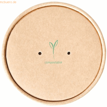 4015544718324 - NATURESTAR Deckel für Suppenbecher Bio aus Kraftpapier Einwegdeckel mit PLA-Beschichtung 1 Packung = 25 Stück Ø 97cm