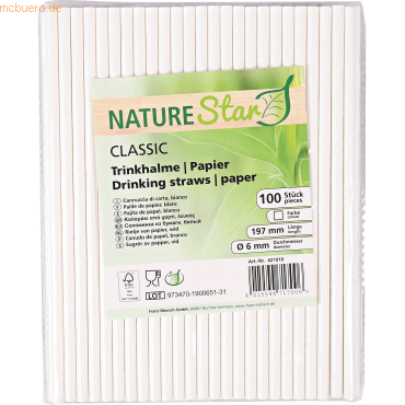 4015544717006 - 30 x Papiertrinkhalme Bio Classic 6x197mm weiß VE=100 Stück