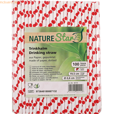 4015544421156 - NATURE Star Papier-Trinkhalm 197 mm rot weiß gepunktet