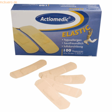 4015544500714 - 2 x Pflasterstrips Elastic 19x72mm hautfarben VE=100 Stüc