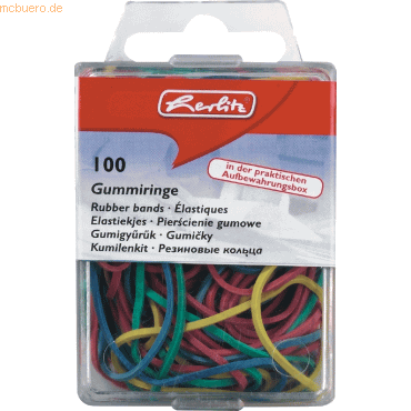 5 x Herlitz Gummiringe farbig sortiert VE=100 Stück