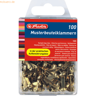 5 x Herlitz Musterbeutelklammern VE=100 Stück messing