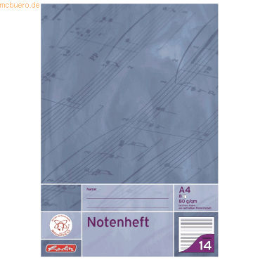 4008113324408 - 10 x Notenheft A4 8 Blatt Lineatur 14 Noten FSC Mix