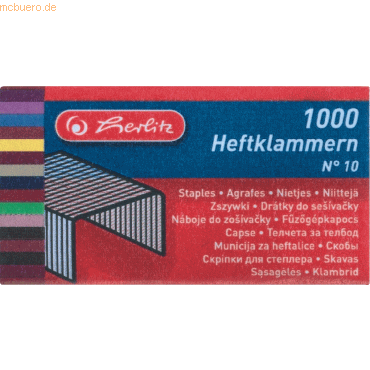 4008118760621 - Heftklammer No10 verzinkt 2x1000 Stück Heftklammer - Herlitz