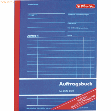 Herlitz Formularbuch Auftragsbuch A5 selbstdurchschreibend VE=2x40 Bla