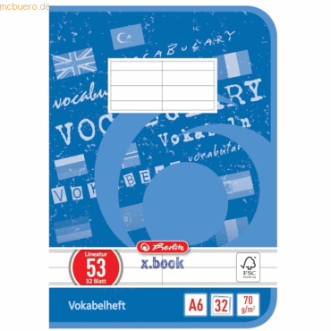 4008110413686 - Vokabelheft xbook DIN A6 2-spaltig 32 Blatt