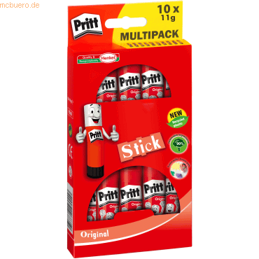 5410091268350 - Klebestift PRITT Multipack 10 x 11 g anwendbar bei Papier Pappe Fotos umweltschonend auswaschbar bei 20° C farblos