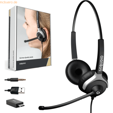 Gequdio Headset 2-Ohr mit USB Anschluss geeignet für PC/MAC