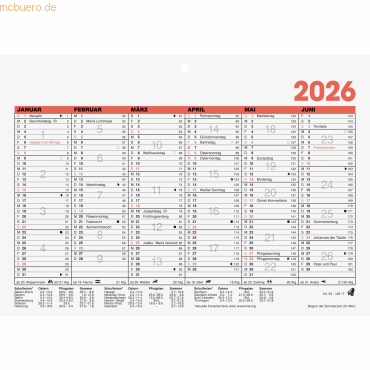 4061947145137 - 100 x Tafelkalender 21x148cm 6 Monate Seite Kalendarium 2026 4061947145137 - 100 x Tafelkalender 21x148cm 6 Monate Seite Kalendarium 2026
