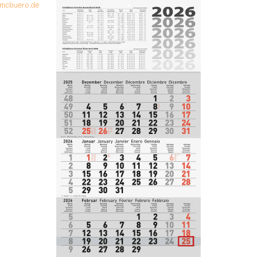 4061947145298 - 10 x 3-Monatskalender 30x54cm 3-farbig Kalendarium 2026 4061947145298 - 10 x 3-Monatskalender 30x54cm 3-farbig Kalendarium 2026