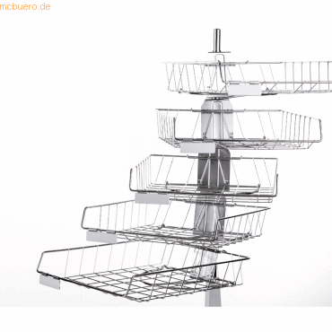 4250525400892 - Briefablagen-Tischdrehständer 5 Körbe entnehmbar chrom
