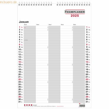 4021819112551 - Teamplaner 297x42cm bis 5 Personen Kalendarium 2023