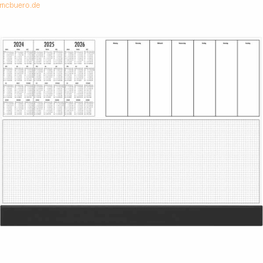 4021819121256 - Kalenderschreibunterlage 12-1250K mit Kunststoffleiste 60x40cm Papier 50 Blatt 3-Jahresübersicht