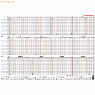 4021819122000 - Urlaubsübersicht für 20 Mitarbeiter 2022 60 x 42 cm 12 Monate 4