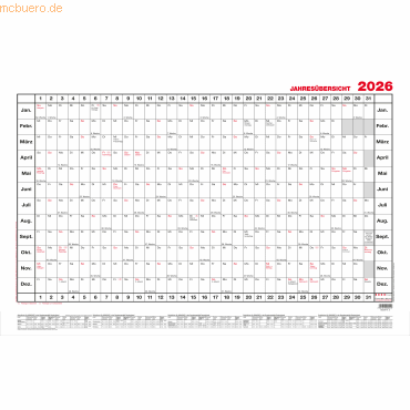4021819204003 - Plakatkalender 4 12 Monate   1 Seite 60x42cm (BxH) (A2 quer) 2026 4021819204003 GÜSS