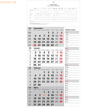 4021819559509 - 4-Monatskalender 30x53cm 2-farbig Kalendarium 2023