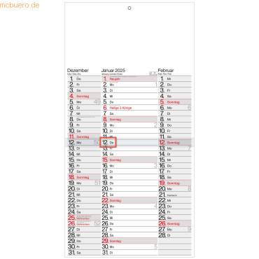 4021819559707 - 3-Monatskalender 30x64cm Kalendarium 2023