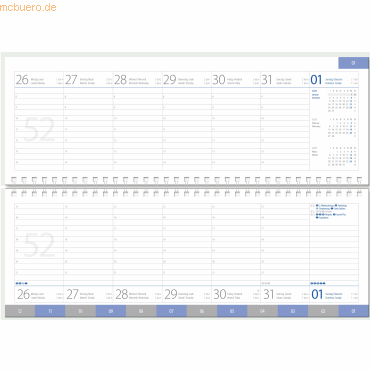 4021819598300 - 5 x Schreibtischquerkalender 1 Woche auf 2 Seiten Kalendarium 202