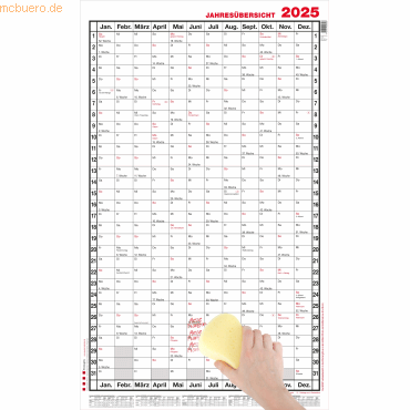4021819206410 - Jahresübersicht A1 hoch 12 Monate abwischbar Kalendarium 2023