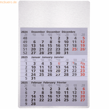 4021819660007 - 3-Monatswandkalender Metall 32 cm x 48 cm 12 Monatsblätter + 40