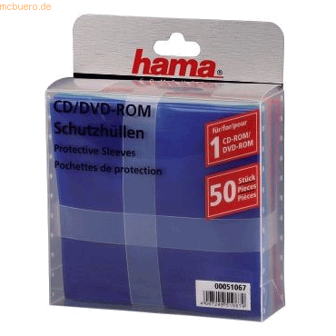 Hama CD/DVD-Hüllen PP farbig sortiert VE=50 Stück