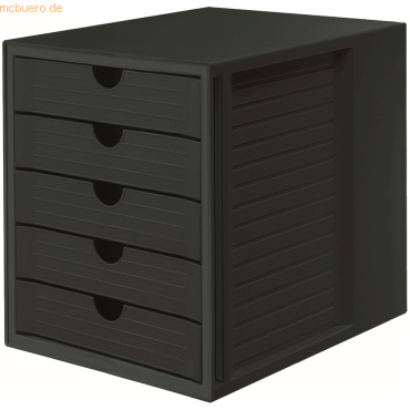 Han Schubladenbox Systembox 5 geschlossene Schübe öko-schwarz