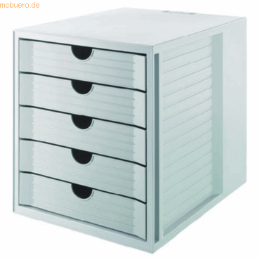 Han Schubladenbox Systembox 5 geschlossene Schübe öko-grau