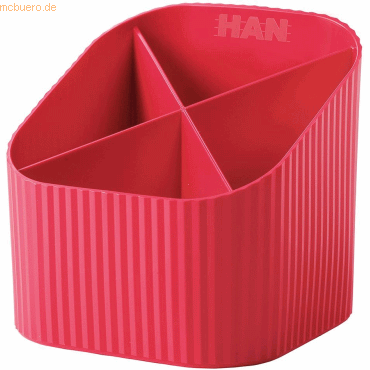 Han Schreibtischköcher Re-X-Loop 4 Fächer RC-Kunststoff rot