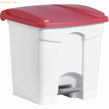 4012086079982 - helit Tretabfallbehälter Volumen 30 l BxHxT 410 x 440 x 400 mm weiß Deckel rot 4012086079982 - helit Tretabfallbehälter Volumen 30 l BxHxT 410 x 440 x 400 mm weiß Deckel rot