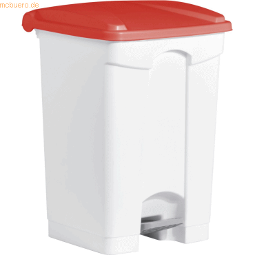 Helit Tretabfallbehälter 45l Kunststoff weiß Deckel rot