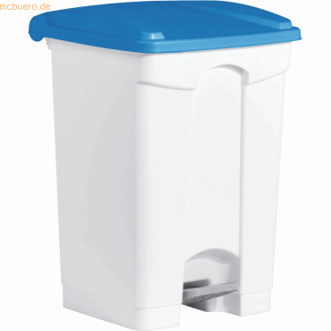 Helit Tretabfallbehälter 45l Kunststoff weiß Deckel blau