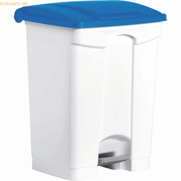 4012086080094 - helit Tretabfallbehälter Volumen 70 l BxHxT 500 x 670 x 410 mm weiß Deckel blau