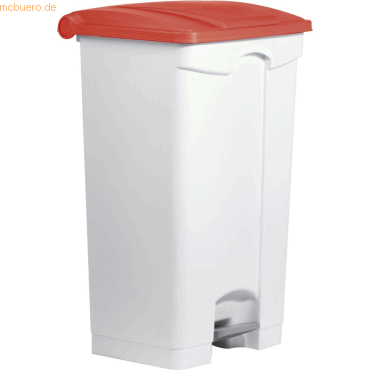 4012086080131 - helit Tretabfallbehälter Volumen 90 l BxHxT 500 x 830 x 410 mm weiß Deckel rot