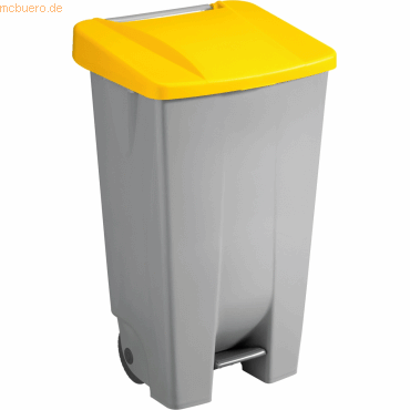 Sunware Abfallcontainer Kunststoff 120l grau mit gelbem Deckel