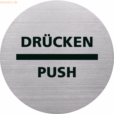 4012086033854 - 10 x Türschild Piktogramm Push   Drücken 115mm silber