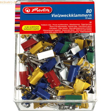 4008117013605 - Vielzweckklammern 19mm VE=80 Stück farbig sortiert