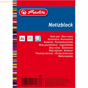 4008110170633 - Notizblock Haushaltsnotizen A6 50 Blatt kariert VE=8 Stück