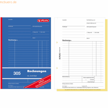 Herlitz Formularbuch Rechnung A5 305 2x40 Blatt selbstdurchschreibend