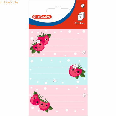 4008110263090 - 10 x Buchetiketten Motiv 4 3 Blatt Himbeere Kawaii