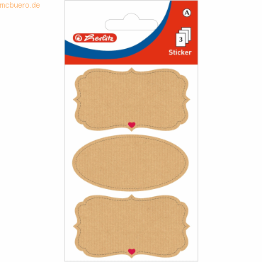 4008110264264 - 10 x Kraftpapiersticker Motiv 1 selbstklebend Blanko VE=3 Blat