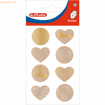 4008110264288 - 10 x Kraftpapiersticker Motiv 3 selbstklebend Mix gold silber