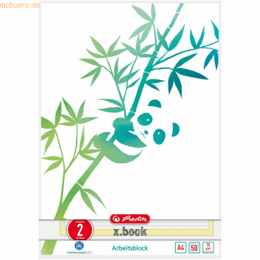 4008110295879 - Herl Arbeitsblock A4 GREENline Panda 02 GREENline  Panda   Bl 50  Lineatur 02 (50039906) - Herlitz