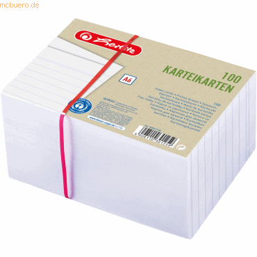 4008110301259 - 6 x Karteikarten A6 liniert 180g qm weiß VE=100 Stück