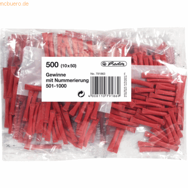 4008110791869 - Lose Gewinne 501-1000 rot VE=500 Stück